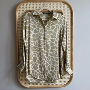 Zara Satin Giraffe Print Button Blouse